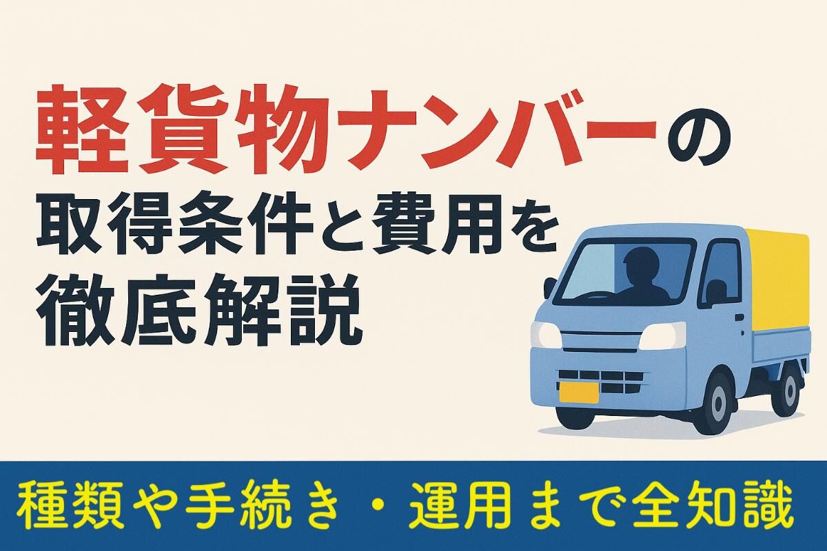 軽貨物ナンバーの取得条件と費用を徹底解説｜種類や手続き・運用まで
